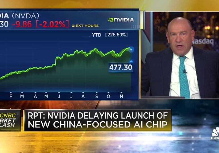 Nvidia shares close down on report it delays China AI chip designed to comply with U.S. export rules