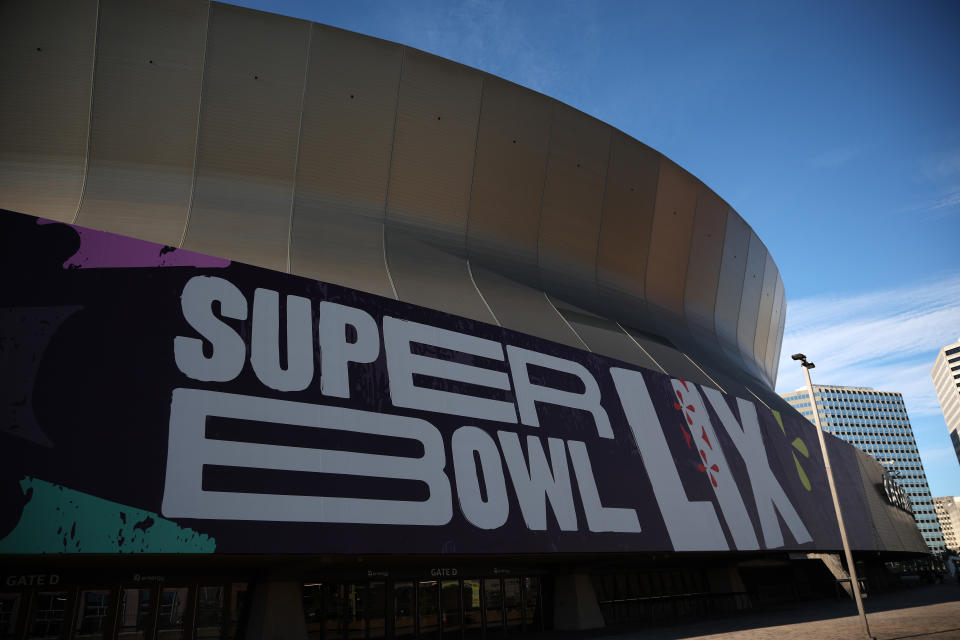 NEW ORLEANS, LOUISIANA - JANUARY 16: The Caesars Superdome is being prepared for Super Bowl LIX at the Caesars Superdome on January 16, 2025 in New Orleans, Louisiana. (Photo by Chris Graythen/Getty Images)